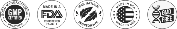 Gelitide Drops official formula, made in USA, 100% natural, gmo-free, and cgmp-certified logos.